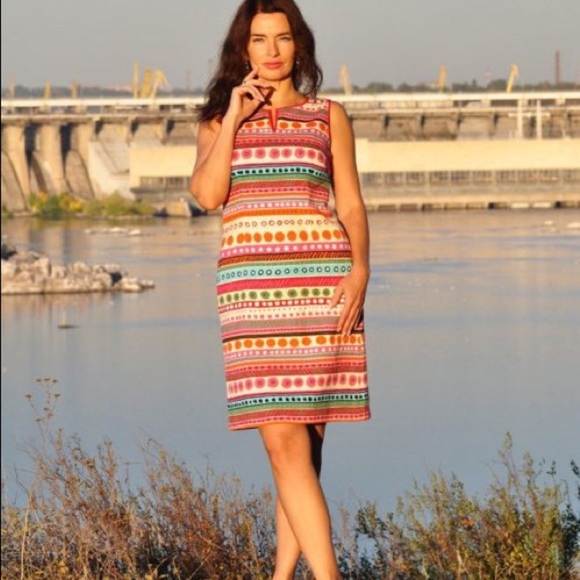 Talbots Flower Striped Sheath Dress - Picture 2 of 5